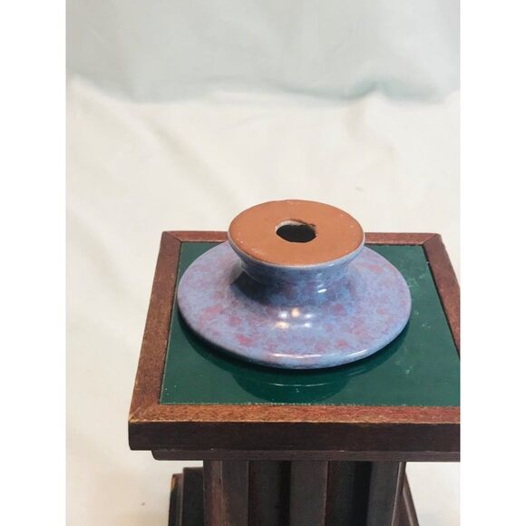 Vintage 1980’s artisan glazed pottery purple diffuser on pedestal with cork. - Picture 5 of 10